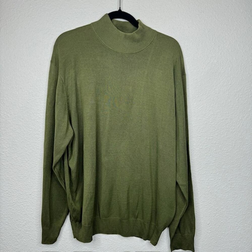 Jos. A. Bank Mens Signature Collection 100% Silk X-Large Crewneck Sweater Olive